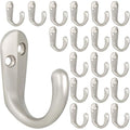 IBosins 20PCS Coat Hooks Wall Mounted Single Prong Robe Hook for Hanging Towel Hooks with 40 Screws for Cup, Mug, Bags, Hat, Cap, Scarf, Pet leashes - color: 20 Pcs Silvery