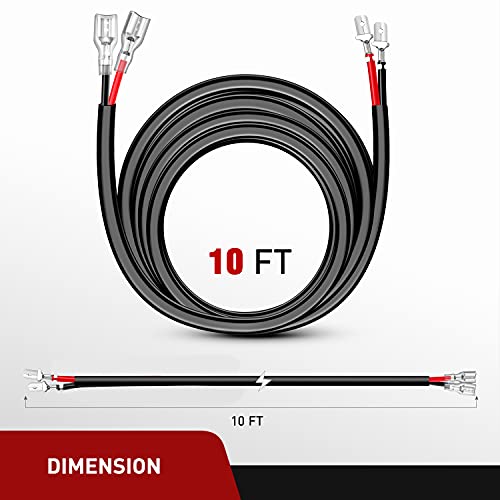 Nilight 16AWG 10Feet Wiring Harness Extension for 6Modes Amber White Light Bar Strobe Play and Plug 3-Wires, 2 Years Warranty, Black, 2PCS - size: 14AWG -10FT 1Pc