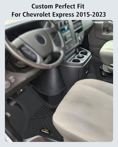 Floor Mats Custom for Chevy Express & GMC Savana 2015-2023 All Weather TPE Rubber Protection 1st Row Anti-Slip Automotive Floor Liners for Chevrolet Express 1500/2500/3500 Van Accessories- 1 PCS - size: For Chevy Express 2015-2023 Floor Mats