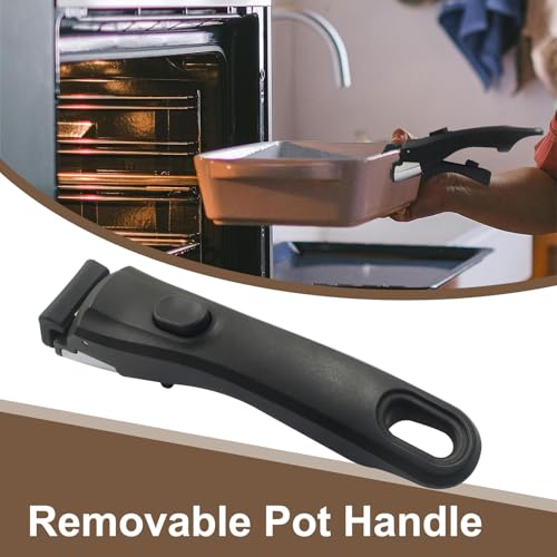 2pcs Removable Pot Handles, Black, 7.5" | Heat-Resistant, Detachable Replacement Handle, Universal Fits for All Cookware Pans & Pots - color: Black