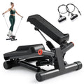 Sunny Health & Fitness Twist Stair Stepper with Resistance Bands | Low-Impact, Side-Twist Motion, Adjustable Step Height, Hydraulic Resistance, SunnyFit App, Up to 350 lb Capacity - color: Black Matte
