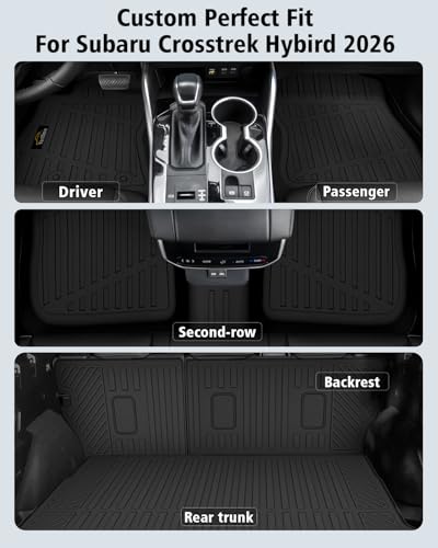 Floor Mats & Cargo Mat & Backrest Mat Custom for Subaru Crosstrek Hybrid 2026 (Not for Gas), Door Sill Guards, All Weather TPE Full Set Floor Liners Trunk Mat for Crosstrek Hybrid 2026 Accessories - size: For Subaru Crosstrek Hybrid 2026