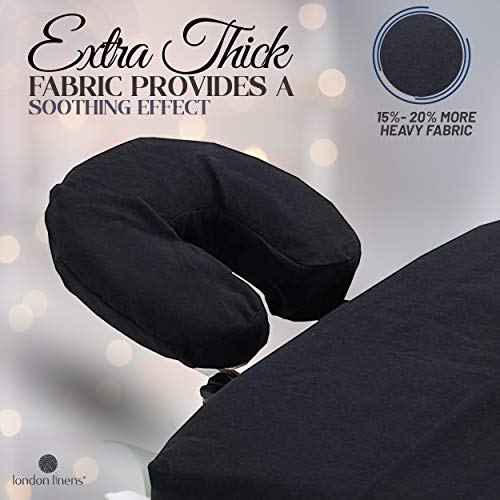London Linens Pack of 10, Premium Extra Thick 100% Cotton Flannel Massage Tables Face Cradle Covers Cozies Fitted - Includes 10 pcs (Black) - color: Black, size: 10
