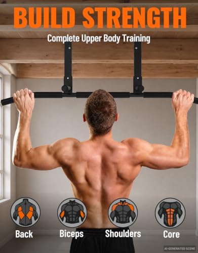 Fitarc Joist Mount Pull Up Bar, Wall Chin Up Bar Ceiling Mount for Beams, Heavy Duty Steel Construction, Home Gym Workout Equipment -Patent Pending - color: Joist Mounted for 8-9ft Beams, Standard Grip