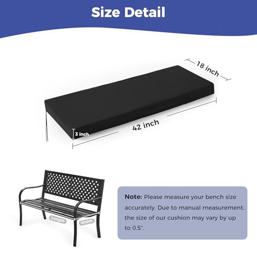IPYNBAP Outdoor Bench Cushions for Outdoor Furniture, 42x18x3 Inch, Waterproof Bench Pillow, Fade Resistant Long Bench Seat Pads for Garden, Indoor, Porch Swing, Black - color: Black, size: 42×18×3 Inch