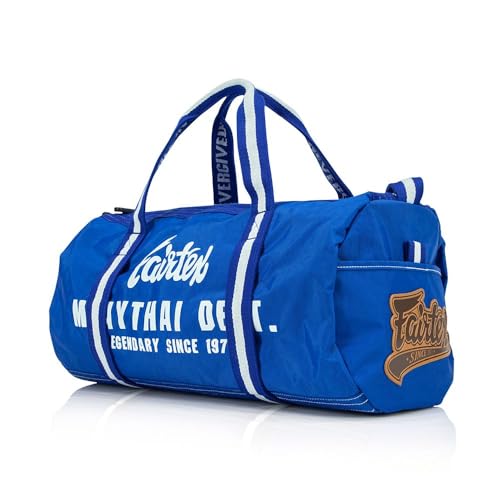 Fairtex BAG9 Retro Style Barrel Bag Thai Boxing Heavy Gym Bag Myay Thai MMA (Blue) - color: Blue