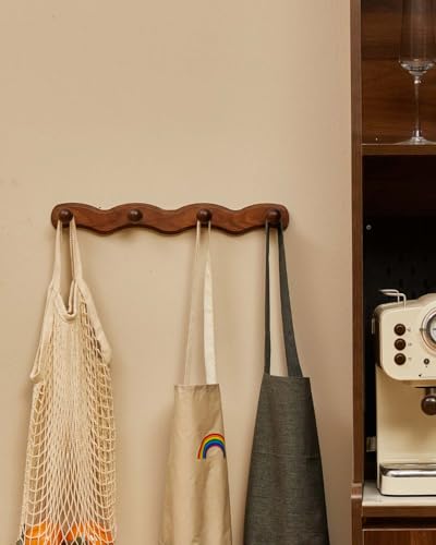 Wood Coat Rack Wall Mount - 4Pack Walnut Coat Hooks for Hanging Clothes,Keys, Robes,Purse,Towels,Bags,Backpack, Modern Decorative Wall hooks Heavy Duty Hanger Organizer for Bathroom,Entryway & Bedroom - size: 4 Hooks