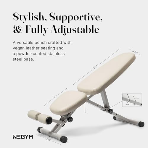 WeGym Fitness Bench, Adjustable, Collapsible, Comfortable, and Luxurious Home Gym Bench for Strength Training - color: Sandstone