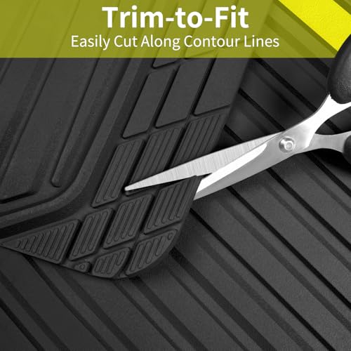 CAR PASS Yellow Car Mats Metallic, Aluminum Film All Weather Rubber Lemon Yellow car Floor Mats Waterproof Universal Trim to Fit SUV Sedan Van Truck 4 Piece Deep Dish Heavy Sporty Black Yellow Chrome - color: Black Yellow