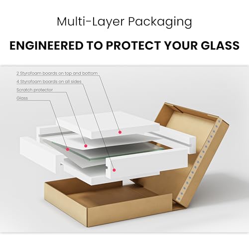Dulles Glass 20" Square Glass Table Top, 1/4" Thick Clear Tempered Replacement Glass, Flat Polished Edge & Eased Corners for Coffee, Dining, Patio Tables & Furniture Protection - size: 20 inch, style: 1/4" thick - Flat Polished - Eased Corners
