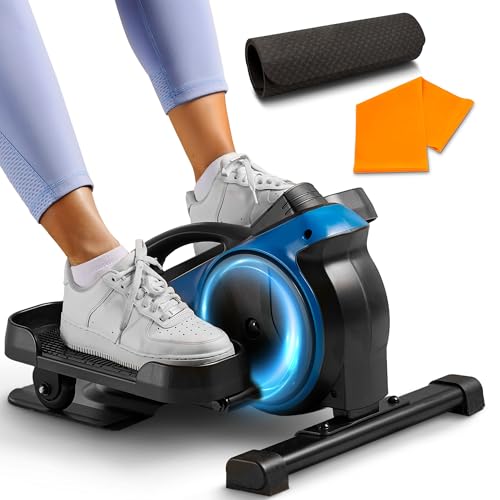 Lifepro Portable Under Desk Elliptical Exercise Machine - Manual Pedal Exerciser for Home Workouts, Muscle Toning, Energy Boost - Mini Foot & Leg Exerciser with Fitness App - color: Blue