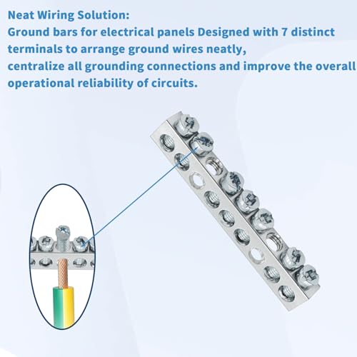 PK7GTACP 7 Terminal Ground Bar Kit Compatible with Square D Electrical Panels 1-Pack