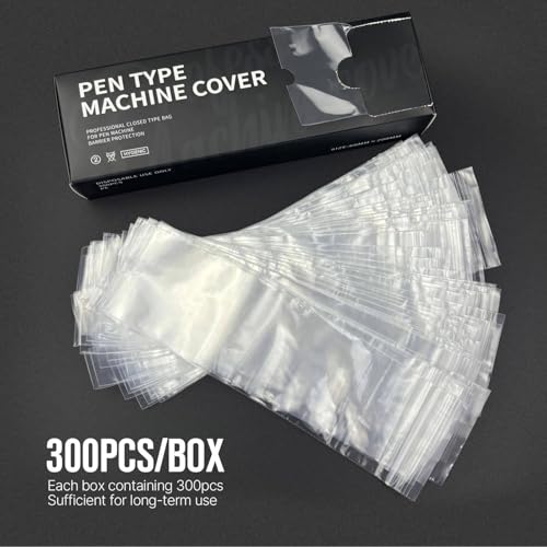 300pcs Tattoo Machine Covers Sealable Type - Clear 2.4×8 Inch Tattoo Pen Covers Machine Bags Sleeves for Cartridge Tattoo Machine - Professional Tattoo Supplies & Accessories (Clear (2.4×8 inch)) - color: Clear (2.4×8 inch)
