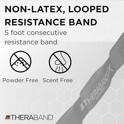 THERABAND CLX Resistance Band with Loops, 5 Feet, Silver, Super Heavy, Non-Latex, Elastic Band for Exercise, Mobility & Rehab, Stretching, Home Workouts, Color-Coded for Easy Resistance Levels - color: Level 6 / Super Heavy - Silver