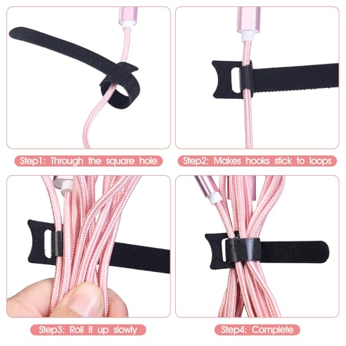 MVYC 200PCS Reusable Cable Ties Wire Ties Cord Organizer Cable Organizer Adjustable Cable Management Black 4+6+8+10 inch - size: 4+6+8+10 Inch (Black)