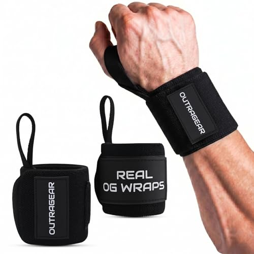 18" OG-Grade Wrist Wraps for Weightlifting – Heavy Duty Wrist Support with Thumb Loop & Lockdown Strap – Wrist Straps for Powerlifting, Bench Press & Gym Training - style: Classic Black