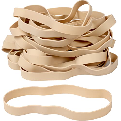 AMUU Rubber Bands Thick Size #107 Wide 30 Pack Big Elastics Bands Large Long Rubber Bands for Office Supply File Folders Box Books Gifts Notebook(7" x 5/8") - color: Light brown