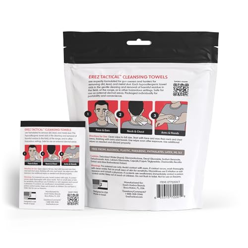 Lead Wipes for Shooting - 12 XL Hypoallergenic Towels, Plant-Based Cloth, Lead Remover for Range & Field, Removes Lead & Metal Dust, Safe for All Skin, 8"x12" - size: 12 Count (Pack of 1)