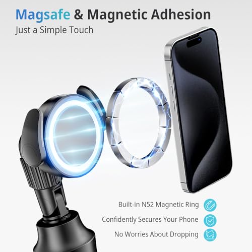 UBeesize 62'' Magnetic Selfie Stick Phone Tripod with Wireless Remote, Extendable Cell Phone Tripod Stand, Compatible with MagSafe, Cellphone Tripod for iPhone 17 16 15 14 13 12 and Android Phones - color: Black, size: 62-in