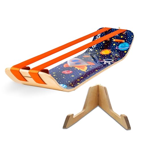 GIBBON SlackBoard, Balance Board Kids & Adults, Slackline Balance Trainer | 1 & 2 Line Options, Slack Board, Core Workout Equipment, Home Gym Training, Standing Desk Exercise, Yoga, Agility, Pilates - color: Astro Plus with Stand