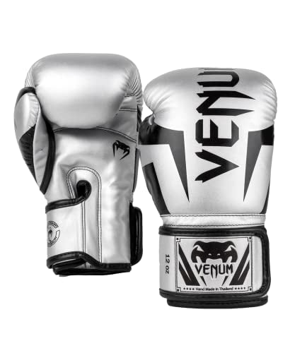 Venum Elite Boxing Gloves - color: Silver/Black, size: 10-Ounce