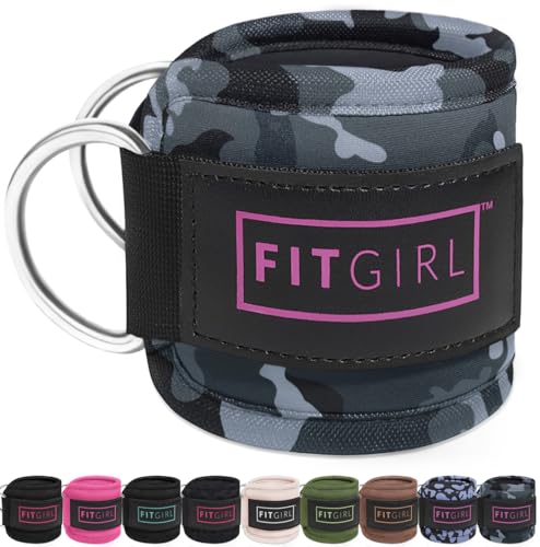 FITGIRL Ankle Strap for Cable Machine – Premium Padding and Comfort for Cable Exercise Machines, Cable Exercise Attachment for Home & Gym, Glute Workouts - Kickbacks, Leg Extensions, Hip Abductors - color: Camo - Single