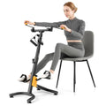 Goplus Foldable Pedal Exerciser for Seniors, Hand Arm Leg Knee Physical Therapy Exercise Bike w/Adjustable Height, Handgrip, Resistance Band, Recovery Home Workout Equipment for Elderly