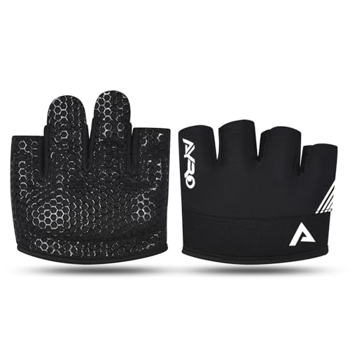 AYRO Workout Gloves for Men & Women, Minimal Short Partial Gym Gloves, Weight Lifting Gloves with Full Palm Protection, Extra Grip Pads & Hand Support for Training & Fitness - color: Black, size: X-Small