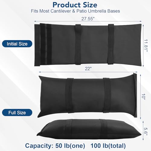 200 LBS Umbrella Base Weights Sandbags, 4 Packs Fillable Sand Bags for Weight, Weatherproof Heavy Duty Sandbags for Umbrella Base, Weight Bags for Cantilever, Patio Umbrella, Poolside Accessories - size: 200LBS(4Packs)