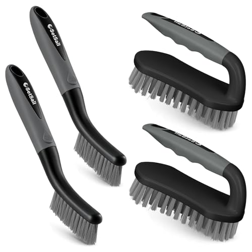 SetSail Scrub Brush, Heavy-Duty Scrub Brushes for Cleaning,Black Grey - color: Black Grey, size: 4-pack