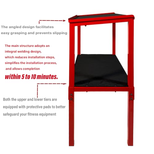 Commercial Heavy Duty Dumbbell/Kettlebell Rack Stand 500-800LBS | Heavy Duty One-Piece Welded Frame, Anti-Tip Non-Slip Base, Easy 6-Part 10-Min Assembly, Fitness Gear Storage for Garage - style: 2-Tier Large Capacity Dumbbell Rack - Red