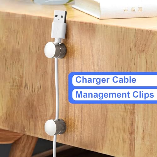 SmallCat 3 Sets Charger Holders for Cords, Silver Cord Holder for Nightstand | Adjustable Metal Cable Anchor Clips, Adhesive Cable Management Wire Organizers for Desk, Office, Nightstand - color: Silver, size: 3 Sets