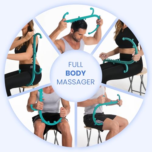 Ranarose Deep Tissue Back & Neck Massager - Back Massager Stick for Pain Relief, Muscle Knot Remover, Trigger Point Massage Tool for Full Body, Shoulders, Legs - Pressure Point Massage Tool - color: Turquoise