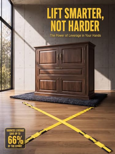 TruePower Furniture Moving Straps, 2-Person Lifting and Moving System, Appliances, and Heavy Objects Carrying Straps, 700 lbs Capacity, Safety Yellow