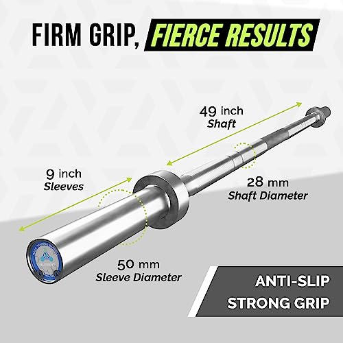 Rage Fitness Olympic Training Barbell (6FT) (15 Pound Weight) (300 LBS Capacity), Home Gym Fitness Equipment, Strength Training Workout Bar, Weight bar for Squats, Deadlift, Weightlifting, Bench Press