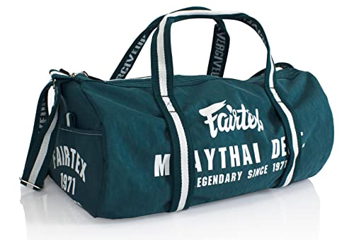 Fairtex BAG9 Retro Style Barrel Bag Thai Boxing Heavy Gym Bag Myay Thai MMA (Green) - color: Green