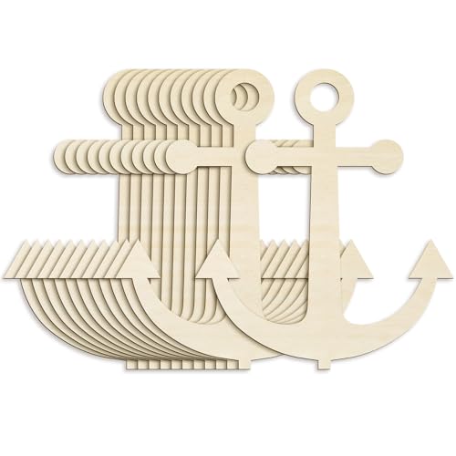Anglechic 12 Pack 12 Inch Blank Anchor Cutout Unfinished Wood Anchor Slices Wooden for Crafts Summer Shaped Ornaments Door Hanger Decor for Summer Home Party Decoration Craft Project - color: Anchor