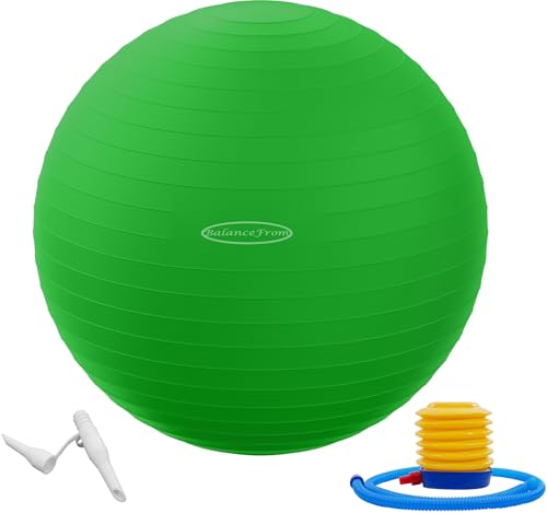 Fitvids Anti-Burst and Slip Resistant Exercise Yoga Fitness Birthing Ball with Quick Pump, 2,000-Pound Capacity, Multiple Colors and Sizes - color: Green, style: 15-18in (38-45cm), S