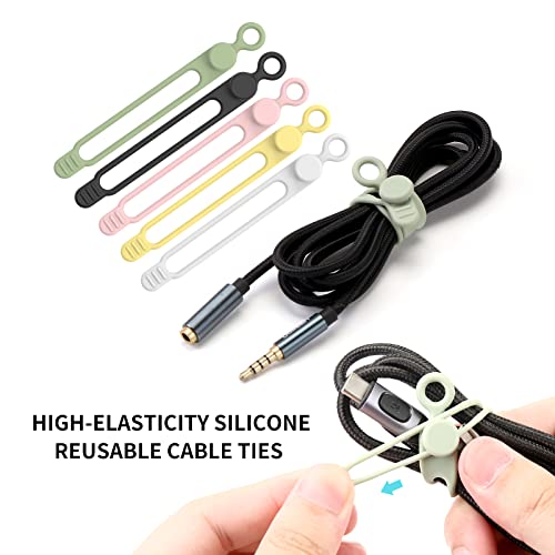 UMUST 35pcs Silicone Cable Ties,Reusable Cable Management Organizer, Wire Ties，Travel Cord Ties，Cord Organizer for Bundling Cable Cords in Home,Office,Kitchen,School(5 Colors) - color: 35pcs-[pink,green, Yellow,black,white], size: 4.2Inch