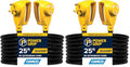 Camco Power Grip 25-Ft 30 Amp Camper/RV Extension Cord - Rated for 125V /3,750W - Features Heavy Duty 10-Gauge Copper Wire for Superior Conductivity & Coated w/Heat-Resilient PVC (55191) (Pack of 2) - size: 25-Foot (Pack of 2), style: Standard End