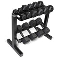 CAP 150 LB Dumbbell Set with 2-Tier Rack, Rubber Hex Free Weights Set, Home Gym Weight Set with Horizontal Storage Rack for Strength Training - color: Black, style: 150bs Set - Black Handles