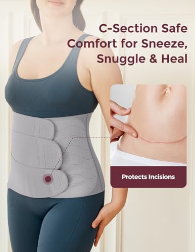 Momcozy Ergowrap Postpartum Belly Band for C-Section Recovery, Abdominal Binder with 3D Lifting & Ergonomic Back Support - color: Standard - Gray, size: Standard Medium