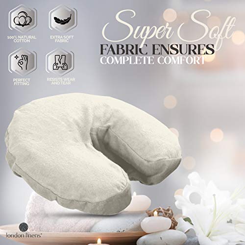 London Linens Pack of 10, Premium Extra Thick 100% Cotton Flannel Massage Tables Face Cradle Covers Cozies Fitted - Includes 10 pcs (Natural) - color: Natural, size: 10
