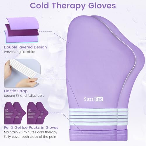SuzziPad Chemo Gloves and Socks for Neuropathy, Cold Caps for Chemotherapy, Ideal for The Discomfort of Head, Hand, Feet, L - size: L