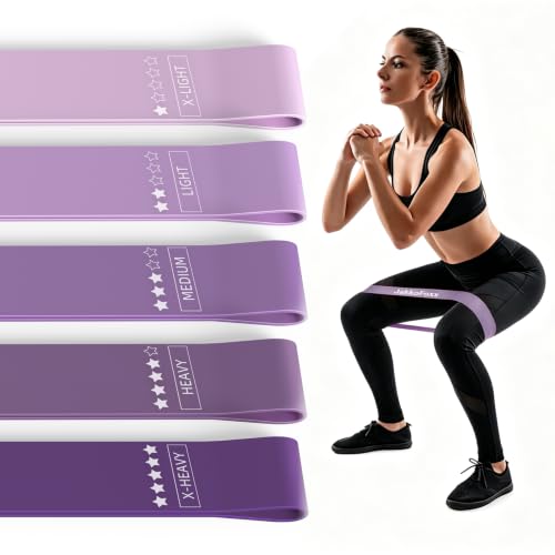Resistance Loop Exercise Bands, Resistance Bands Exercise Bands for Home Fitness, Stretching, Strength Training, Physical Therapy,Elastic Workout Bands for Women Men Kids, Set of 5 - color: Purples