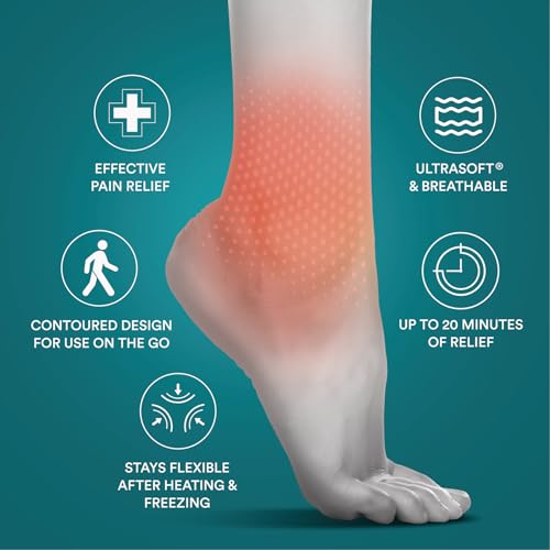 HoMedics Hot and Cold Relief Gel Ankle Sleeve, Heat or Ice Therapy for Sore Ankles and Heels, Soft-Touch Stretch Fabric, Contoured Hydrogel Design for Comfort and Relaxation - style: Ankle