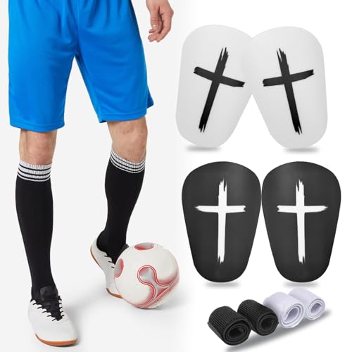 Mini Shin Guards Soccer Age 4-6, Small Protective Gear with Fixed Straps | 2/4 Pairs Tiny Cross printed design Shin Pads Extra Small Protective Equipment Calf Protective Gear for Kids Boy girls Player - color: White+Black, size: Small