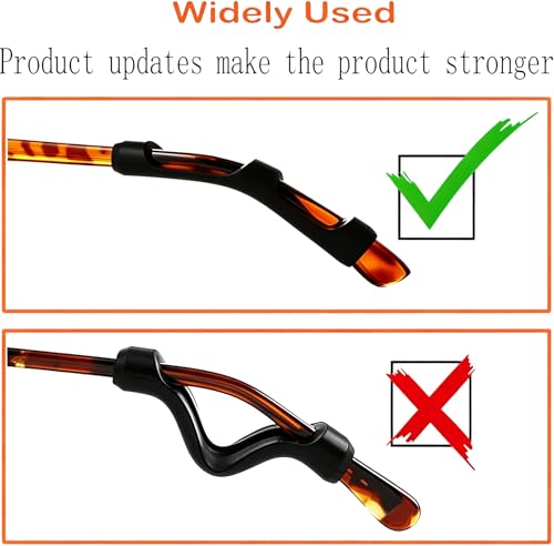 MOLDERP Eyeglass Ear Cushions, 7 Pairs Soft Silicone Anti Slip Glasses Ear Grip Temple Tips Comfort Ear Hook Pads, Non-Slip Flexible Eyewear Holder for Sports Running Daily Outdoor Wear (black, all) - color: L-black