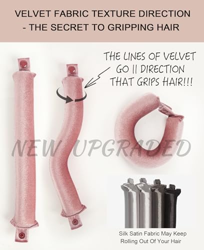 Grande Heatless Curls Overnight Rods No Heat Hair Curlers to Sleep in, Jumbo Foam Large Hair Rollers for Long Hair Blowout Look, Heatless Flexible Curling Rod Set with Satin Wrap for Sleeping - color: Dusty Rose