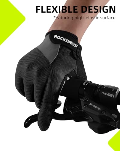 ROCKBROS Cycling Gloves for Men Women Breathable Gel Pad | Reduce Riding Pain, Breathable Mesh Keeps Hands Cool,Fits MTB Hiking Outdoor Work - color: Half Black, size: Large